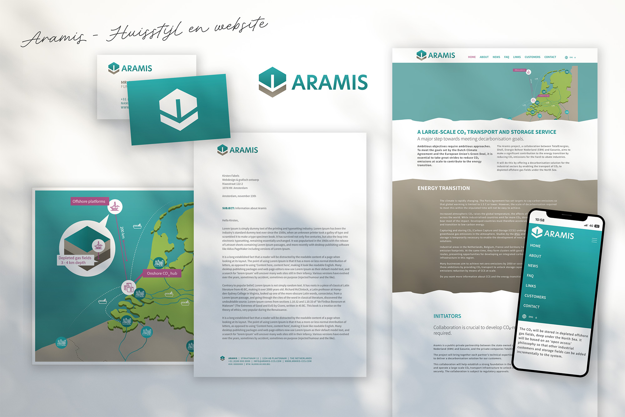 Huisstijl, webdesign en drukwerk voor CO2 project Aramis